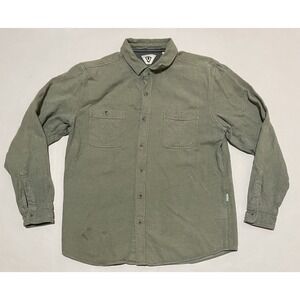 Vissla Shirt Mens Large Green Button Up Chest Pockets Long Sleeve Casual Preppy